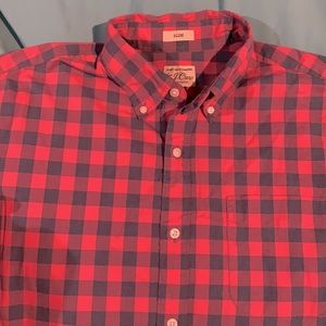 J CREW Stretch Secret wash Rose & Denim Ginham sz M Slim